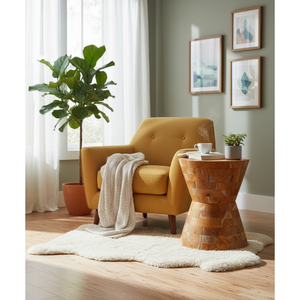 Table d'appoint ARTERRA Luxury Hourglass, style rustique, motif de grain naturel, meubles de salon, en teck massif fait main - Product Image 5