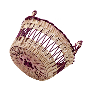 ตะกร้าตกแต่งสไตล์หวายสานมือพร้อมหูหิ้วยาว - ฐานกลมสำหรับใส่ดอกไม้และของขวัญในงานแต่งงาน - Product Image 3