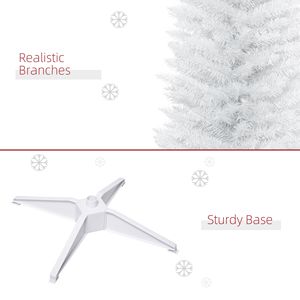 Albero di Natale Artificiale Bianco Sottile di 2,1 Metri con 499 Rami Realistici e Supporto in Plastica, Decorazione Natalizia - Product Image 6