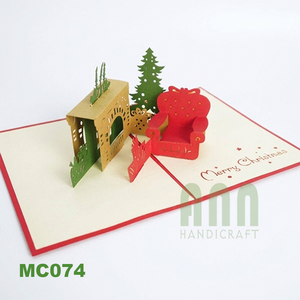 ANN HANDICRAFT - Tarjeta de Felicitación Navideña Hecha a Mano en 3D con Diseño de Bosque Invernal, Barnizado Mate, Impresión Digital, Tarjeta de Papel - Product Image 3