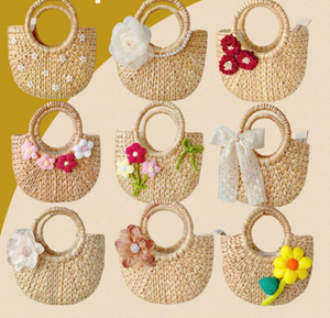 Best Summer Product 2026 Unisex Handmade Bags Cheap Wholesale Straw Bag High Quality Water Hyacinth Bag With Pompom - Product Image 3