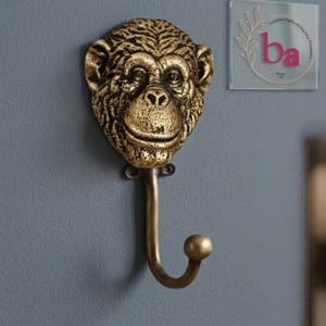 Ba Chimpanzee Head Wall Hook Cast Iron Handmade Eco-Friendly <b>Novelty</b> Coat Hanger Single Hook Cartoon Animal Design Self-adhesive - Product Image 1