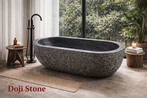 Bañera independiente moderna de superficie sólida - Bañera de resina de piedra para baño de lujo de Vietnam - Product Image 3