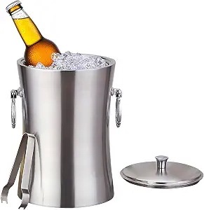 Seau à glace isotherme double paroi en acier inoxydable de style américain, qualité supérieure, avec pinces, idéal pour les fêtes - Product Image 2