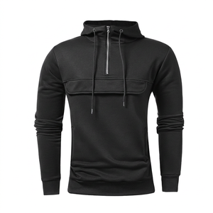Sweat-shirt à capuche unisexe en polyester noir personnalisé, à double fermeture éclair, tricoté, décontracté, doux, pour l'hiver, impression numérique - Product Image 3