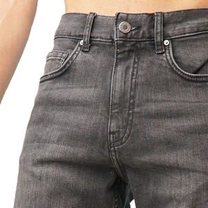 Shorts en jean délavé gris foncé pour homme, taille haute, coupe droite, décontracté, respirant, en coton, style Bermuda, idéal pour l'été - Product Image 6