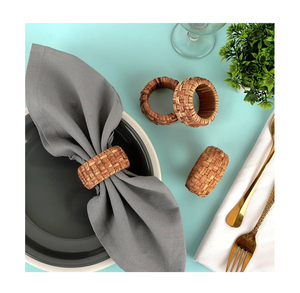 Anillo de Servilleta de Mesa de Lujo para Boda, Tejido a Mano con Ratán Natural, Accesorios Decorativos Redondos para Mesa de Comedor - Product Image 6