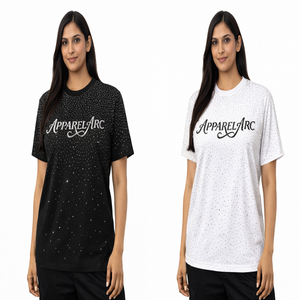 T-shirt en coton pour femmes avec strass sur toute la surface, décontracté, brillant, logo personnalisé, streetwear, marque privée, usine OEM - Product Image 1