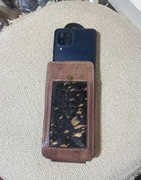 Cheveux de cow-boy occidental sur peau de vache métallique boucle de ceinture étui de téléphone portable étui de téléphone de luxe en cuir véritable personnalisé de haute qualité