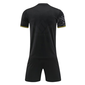 Ensemble de maillot de football pour homme CROK WELL, noir, col en V, manches courtes, respirant, anti-transpiration, 100% polyester, coupe athlétique, toutes tailles - Product Image 6