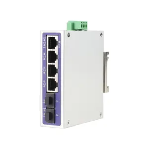 Interruptor industrial de parede para rede de fibra óptica Din-Rail, interruptor industrial de 6 portas de Gigabit, 2 portas de fibra óptica, 1000M