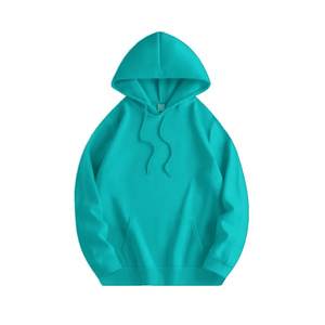 Sudadera con capucha de felpa de algodón azul verdoso de peso pesado, lisa, con hombros caídos, estilo urbano, para hombre, invierno, venta al por mayor, en blanco - Product Image 1