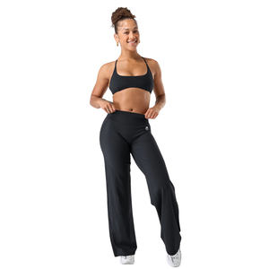 Pantalones anchos negros de talle alto para mujer, elásticos, para yoga, entrenamiento, fitness, descanso, ropa deportiva, cómodos, suaves, para uso diario, Pro - Product Image 3