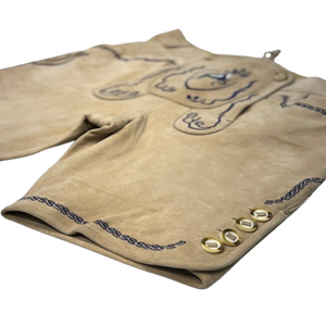 Men's Plus Size Lederhosen Bermuda <b>Shorts</b> Mid Waist Embroidered Deer Shield Design Casual Style Button Fly Knee Length - Product Image 1