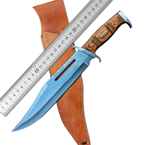 Cuchillo de caza hecho a mano con hoja fija de acero inoxidable, cuchillo táctico de supervivencia para exteriores, para pesca, camping y senderismo, con funda de cuero. - Product Image 2