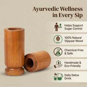 Wooden Water Glass 90ml Ayurvedic Herbal Wooden <b>Mug</b> Handcrafted Natural Drinkware - Product Image 4