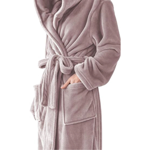 Bata de Baño con Capucha de Felpa Suave y Lujosa con Logotipo Personalizado para Mujer, Ropa de Dormir Cálida de Invierno, Bata de Spa de Terciopelo Coral Largo y Afelpado - Product Image 3