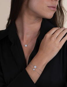 Pulsera de Eslabones de Plata Chapada en Oro de 14K con Diamantes de Corte Brillante y Discos de Cristal de Imitación, Estilo Vintage para Mujer, Certificada por IGI - Product Image 2