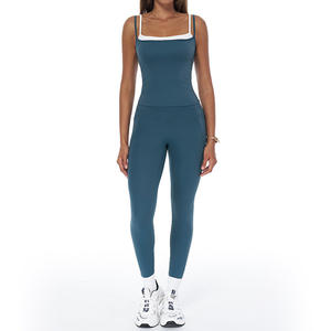 Conjunto de Yoga Sexy y Moderno, Transpirable, de Secado Rápido, Pantalones de Cintura Alta, Manga Corta, Diseño Sólido, para Correr y Hacer Ejercicio al Aire Libre - Product Image 2