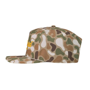 3D Embroidery Logo Adjustable Sports 5 Panel Structured Curved Brim 100% Poly <b>Camo</b> Fabric Baseball <b>Cap</b> For Men Women - Product Image 3