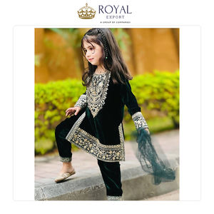 Offre Spéciale sur un Ensemble Salwar en Velours de Viscose Lourd de Qualité Supérieure, Style Indien, avec Broderies et Dupatta en Tulle - Product Image 4