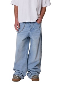 กางเกงยีนส์เดนิมทรงขากว้างสีน้ำเงินวินเทจสำหรับผู้ชาย ทรงหลวม สไตล์ลำลอง สตรีทแวร์ น้ำหนักปานกลาง ทนทาน เป็นมิตรกับสิ่งแวดล้อม ระบายอากาศได้ดี ทันสมัย - Product Image 2