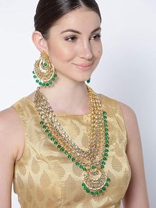 Conjunto de Joyería Chapado en Oro con Diseño Floral de Perlas de Imitación y Cristales de Aleación Blanca Tradicional para Boda de Mujer: Collar, Pendientes y Anillo - Product Image 5