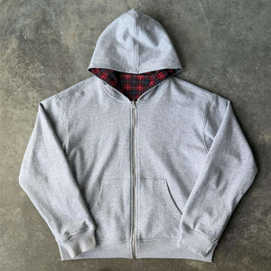 Sweat à capuche d'hiver unisexe surdimensionné à fermeture éclair intégrale, coupe classique, 100 % coton épais, avec logo personnalisé, style streetwear, épaules tombantes pour homme - Product Image 4