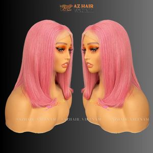 Factory Price Customized Human Hair <b>Pink</b> Colored Wigs 180% Density HD <b>Lace</b> Frontal Wig 100% Raw Vietnamese Hair Extensions - Product Image 4