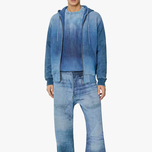 Sudadera con Capucha de Mezclilla Unisex de la Mejor Calidad, Azul, Lavado a la Piedra, Antiarrugas, Oversize, con Logotipo Personalizado Bordado - Product Image 1
