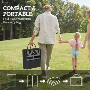 Tapis d'extérieur réversible géométrique noir et gris en paille plastique imperméable avec sac de transport 6 x 9 - Product Image 4