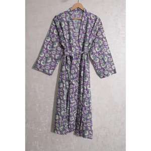 Bata Kimono Bohemio de Algodón Estampado para Mujer, Vestido Casual de Verano, Envoltura de Secado Rápido, Transpirable, Suave, para el Hogar, Bata Floral para Descansar - Product Image 1