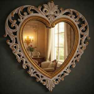 Cadre de miroir mural en bois moderne et attrayant, avec un design sculpté, finition parfaite et taille standard. - Product Image 1