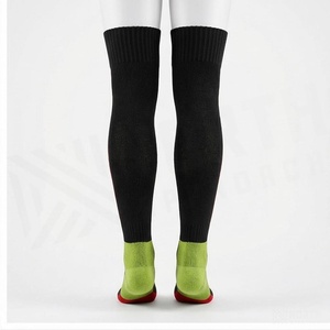 <b>Knee</b> <b>High</b> Soccer <b>Socks</b> Red Black Solid Color Breathable Knitted for Adults Football Sport Use - Product Image 2