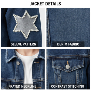 Veste en jean tendance pour femmes et hommes avec motif étoile – Veste en jean décontractée coupe slim pour le streetwear printemps-automne - Product Image 6