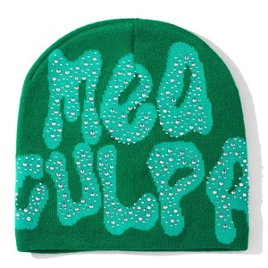 Durable Knitted Beanies Winter Skull <b>Cap</b> Rhinestone Warm Acrylic Cuffed Beanie Hat For <b>Men</b> Women Casual And Sports Wear - Product Image 2