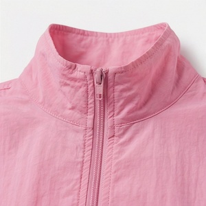 <b>Pink</b> Women's 2 Piece Sporty <b>Tracksuit</b> <b>Set</b> With Zipper Stand Collar Shorts Above Knee Loose Fit Breathable Polyester Spring - Product Image 4