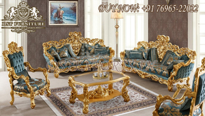 Muebles de estilo interior barroco, sala de estar, juego de sofá con forma de corazón de estilo clásico para sala de estar, sala de estar de madera tallada a mano - Product Image 6