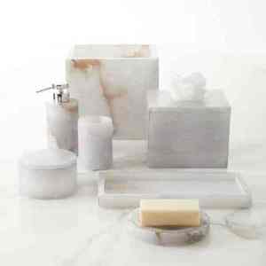 Premium White Resin <b>Bathroom</b> <b>Accessories</b> <b>Set</b> Durable Rectangle Shape with Long Lasting Finish - Product Image 1