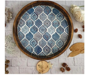 ถาดเสิร์ฟไม้ตกแต่งลายเรซิ่น MDF ลายพืชและสัตว์ โดย blossom craft india - Product Image 6