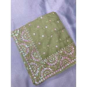 FANCY ORGANZA BORDADO PIEDRA TRABAJO SAREE CON BLUSA SIN COSTAR PISTA - Product Image 1