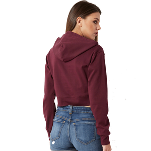 Sudadera con capucha corta personalizada para mujer, de manga larga, estilo casual, a la moda, venta al por mayor, con cuello en V - Product Image 4