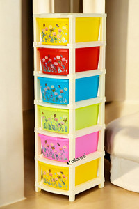 Caja Organizadora Apilable de Plástico PP de 6 Capas con Diseño Moderno, Impresión Multicolor, Moldeada por Inyección, con Asa, 33x15x85cm, para el Hogar - Product Image 3