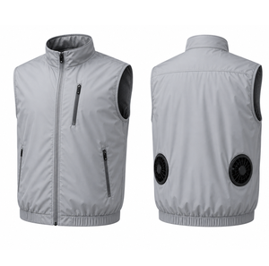 Summer <b>Cooling</b> Quilted <b>Jacket</b> Workers Casual Canvas Zipper Two Big Fans Battery Operated Air Conditioner Cooled Fan <b>Jackets</b> - Product Image 1