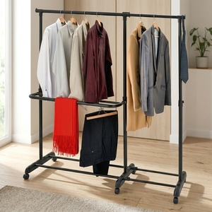 Perchero Metálico Plegable Extensible Cromado con 3 Ganchos para Ropa, Mueble de Almacenamiento Moderno para el Hogar, Estilo DIY, OEM, para Gimnasio - Product Image 2