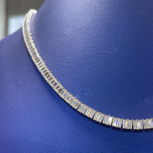 Collar Clásico de Plata 925 con Cadena de Diamantes Baguette, Hecho a Mano, Unisex, para Uso Diario, Estilo Tenis, Joyería Fina - Product Image 3