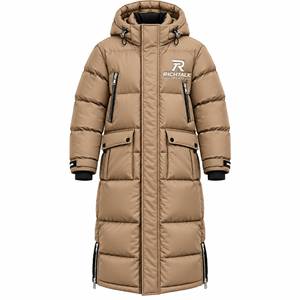 Chaqueta Larga Acolchada con Capucha para Hombre, Cortavientos, Gruesa, de Poliéster, Deportiva, para Invierno, con Logotipo Frontal y Cierre de Cremallera - Product Image 2
