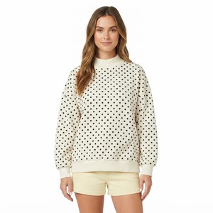 Sudadera Oversize Verde y Blanca a Rayas para Mujer, con Hombros Caídos, Cuello Redondo, Manga Larga, Tejido de Algodón, para Invierno - Product Image 2
