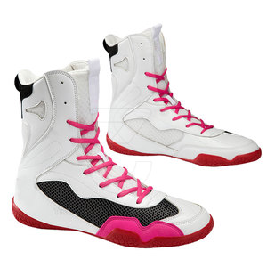 Zapatos de Boxeo Profesionales Personalizados, Parte Superior de Cuero, Cierre de Velcro, Diseño Ligero, Malla Transpirable, Soporte Cómodo de Caña Alta - Product Image 1