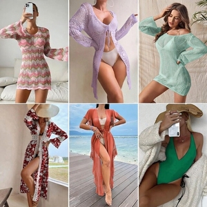 Trajes de Baño de Verano para Mujer al por Mayor, Conjunto de Bikini Estampado, Transpirable, de Spandex/Poliéster, Color Sólido, Malla, Atuendo para Vacaciones en la Playa - Product Image 2